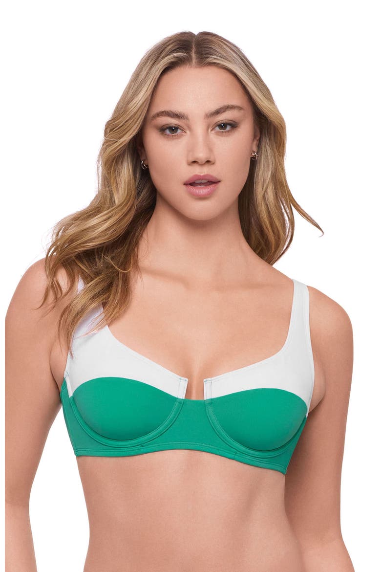 Supportive and Sculpting Tall Underwire Bikini Swimsuit Top, Main, color, Jade Colorblock