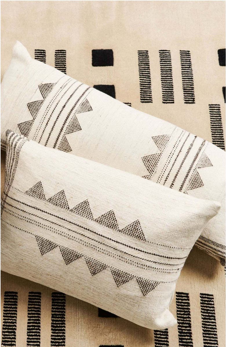 Studio Variously Kora White And Black Handloom Lumbar Pillow, Alternate, color, White