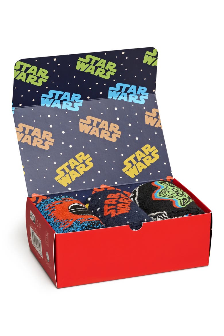 x Star Wars Assorted 3-Pack Lightsaber™ Socks Gift Box, Alternate, color, BLACK
