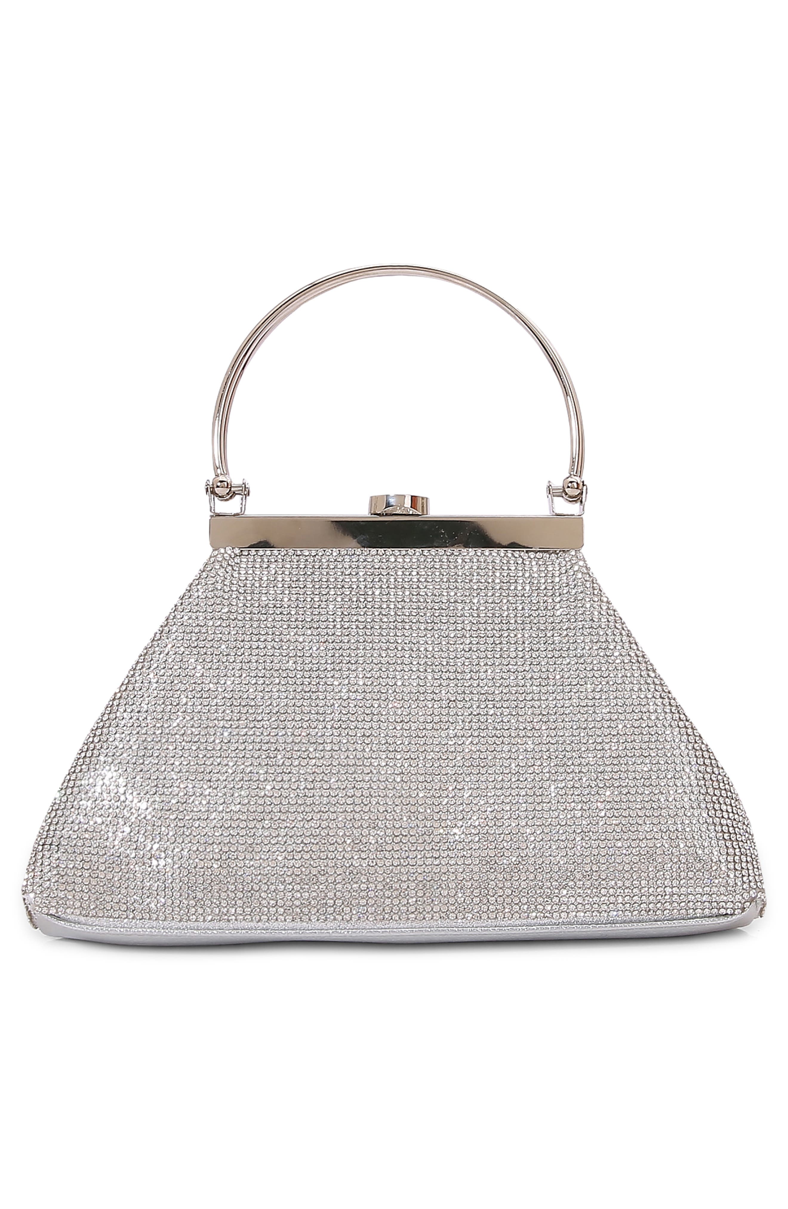 Rhinestone Triangle Bag, Alternate, color, SILVER