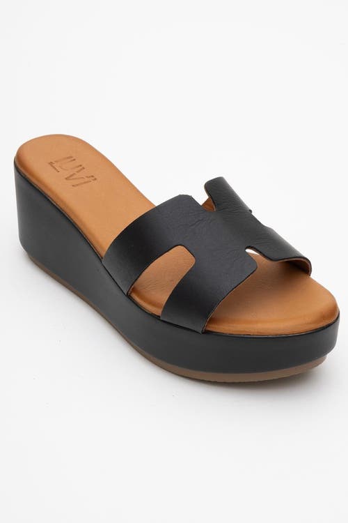 Forever & Always Shoes Lia Leather Platform Sandal In Black