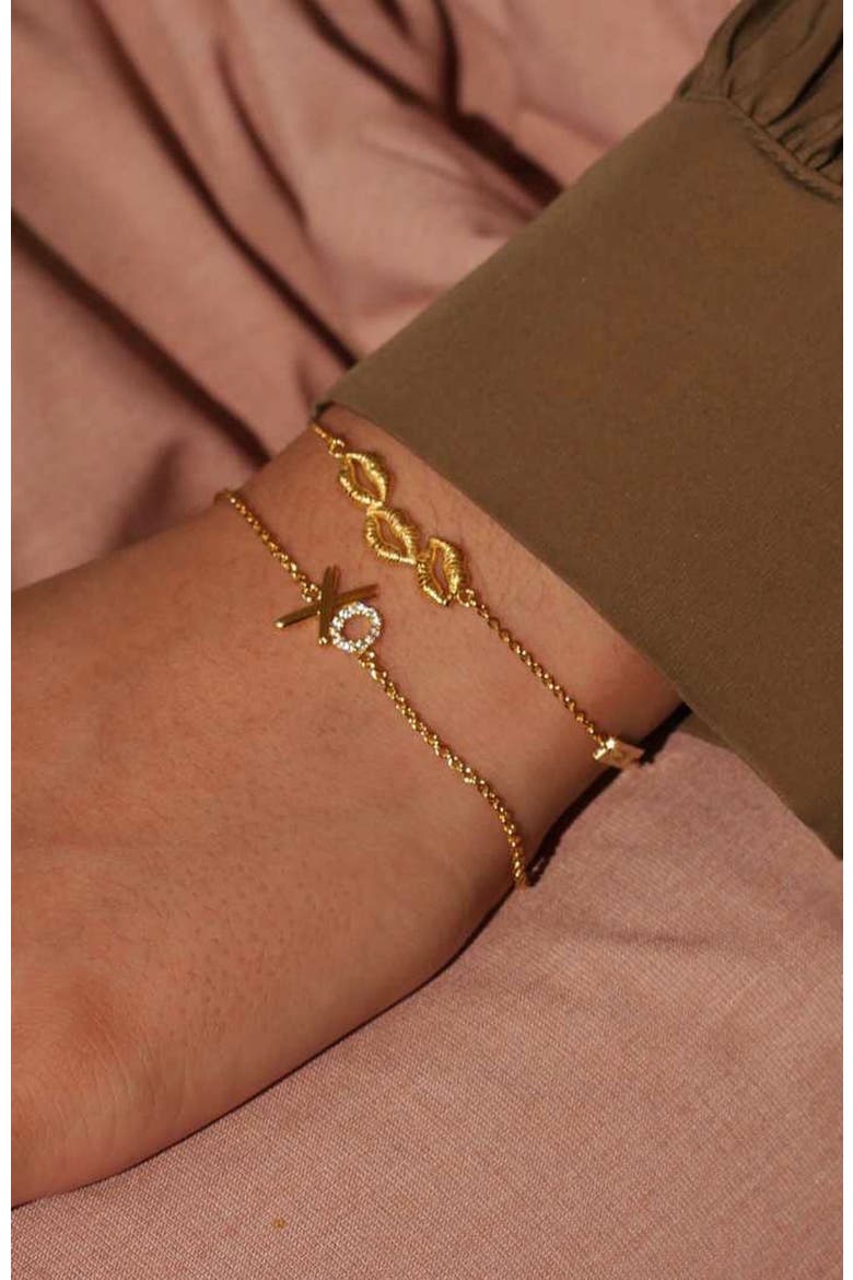 Lip Love Charm Bracelet, Alternate, color, Gold