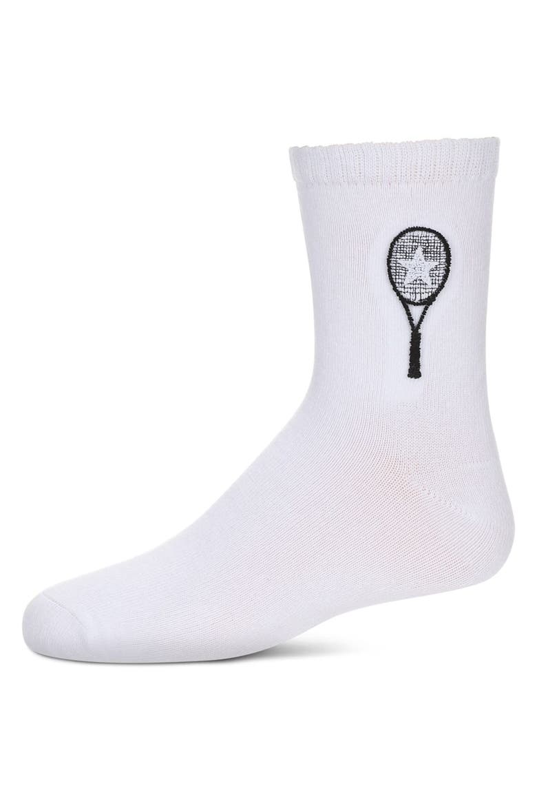 Tennis Star Embroidered Crew Sock, Main, color, White