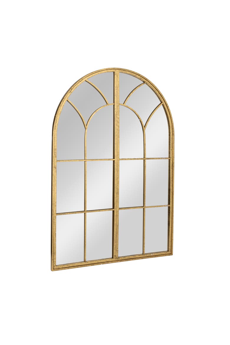 Arched Windowpane Wall Mirror, Main, color, Gold