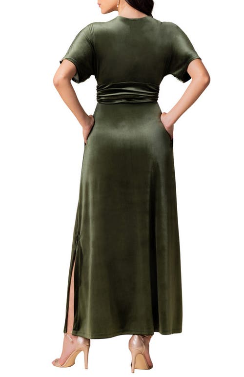 Kiyonna Verona Velvet Evening Gown In Olive