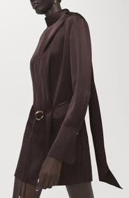 MANGO Foulard Long Sleeve Satin Dress