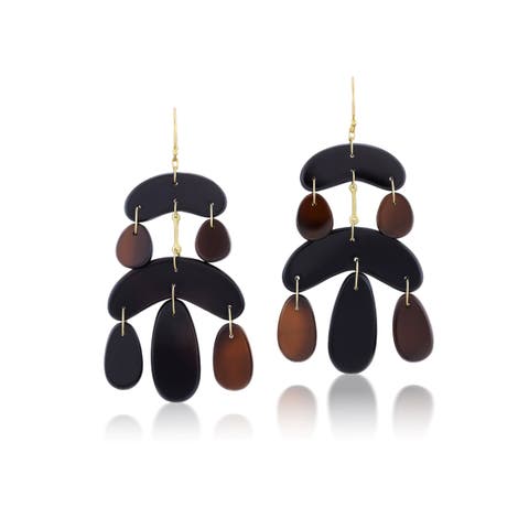 Tiny Black Onyx Chandelier  Earrings