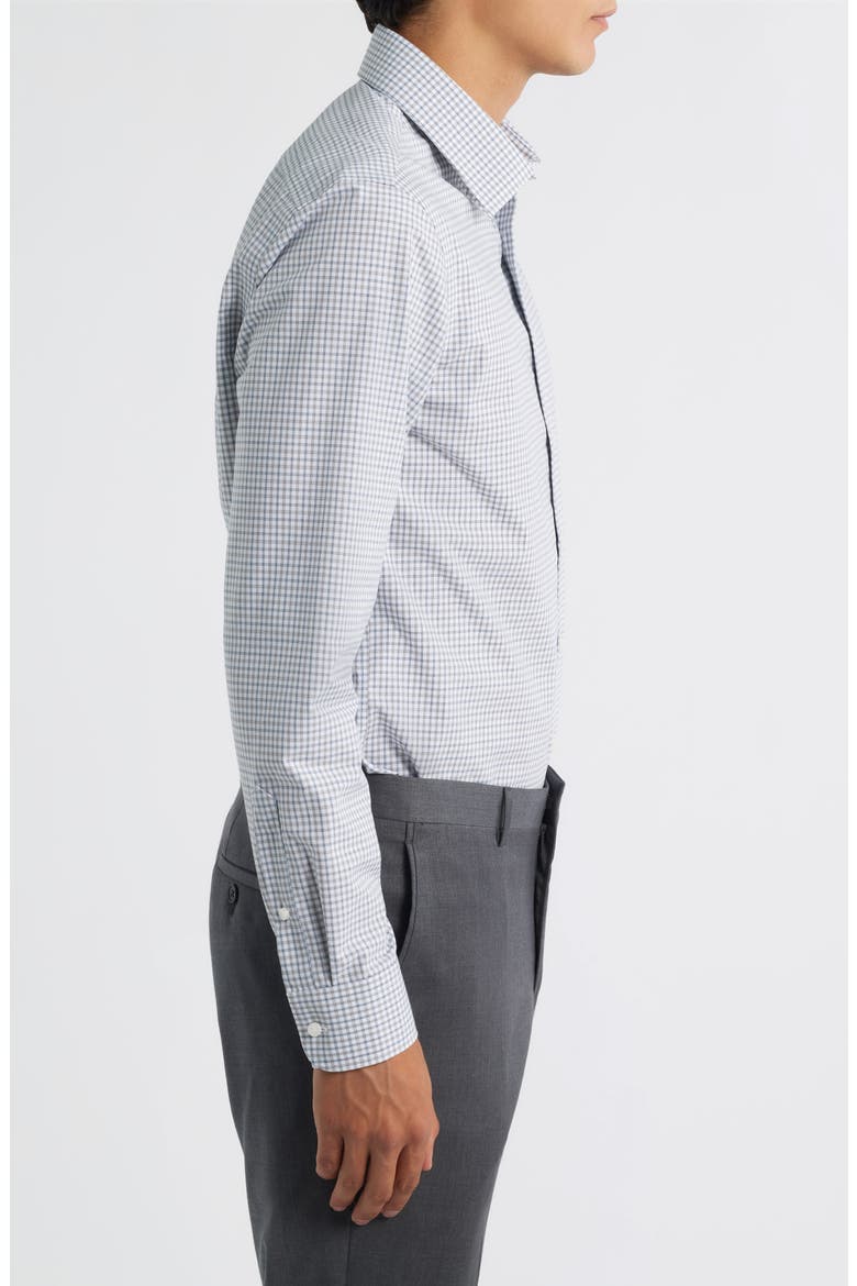 Extra Trim Fit Check Non Iron Cotton Dress Shirt, Alternate, color, OLIVE- BLUE OLIVER PLAID