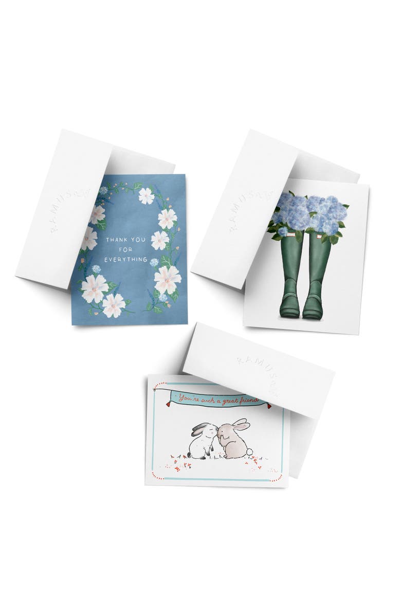 Ramus & Co Everyday Assorted Greeting Card Pack (3ct) "Flowers, Bunnies, Rain Boots", Main, color, Multi-Pack