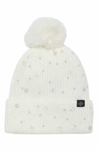 Textured Faux Pearl and Crystal Beanie