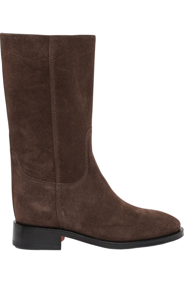 Santoni Leather midi-boot in suede, Alternate, color, Brown