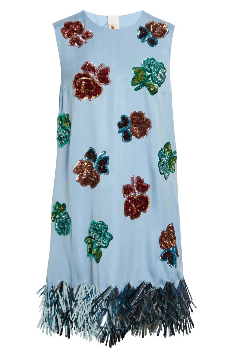 Marni Sequin Fringe Sleeveless Shift Dress, Alternate, color, 00B21 Light Blue