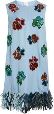 Marni Sequin Fringe Sleeveless Shift Dress