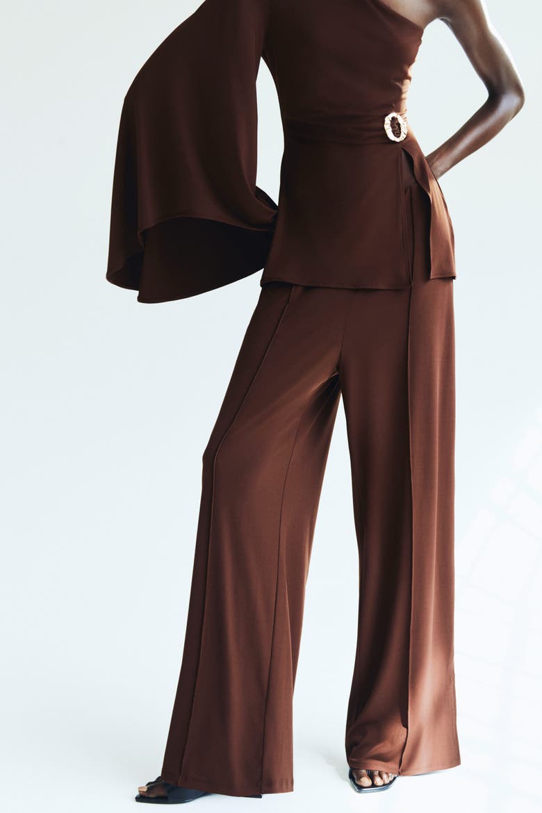 Wide Crease-front Trousers, Alternate, color, Dark brown