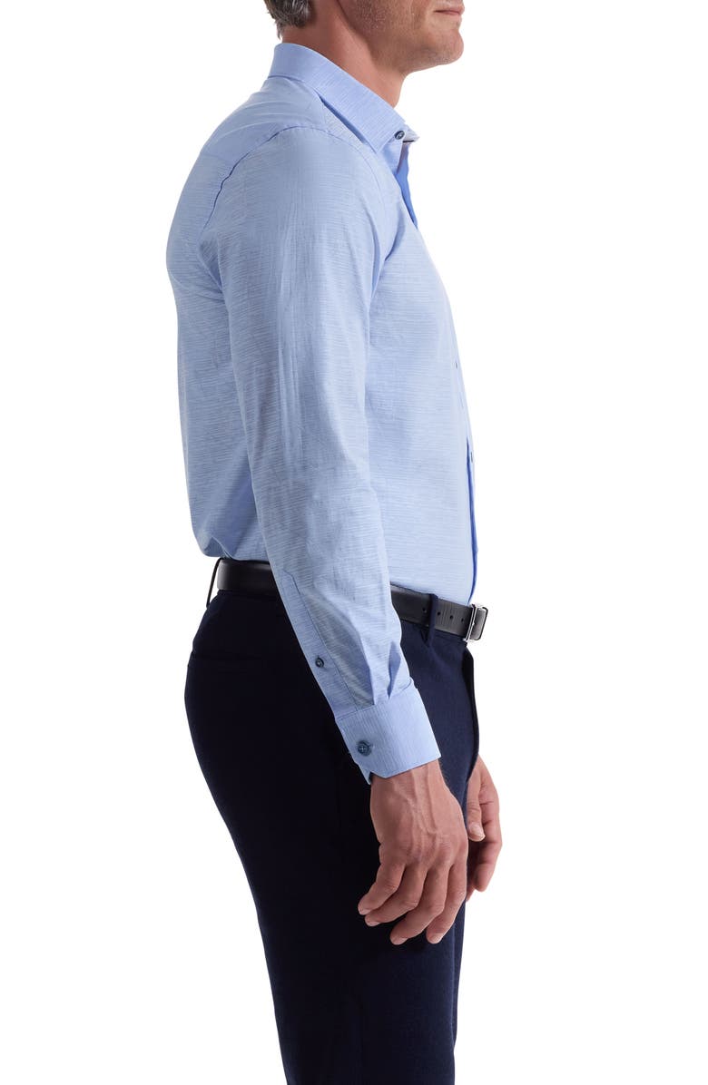 Bugatchi Julian Shaped Fit Abstract Stripe Stretch Cotton Button-Up Shirt, Alternate, color, Sky