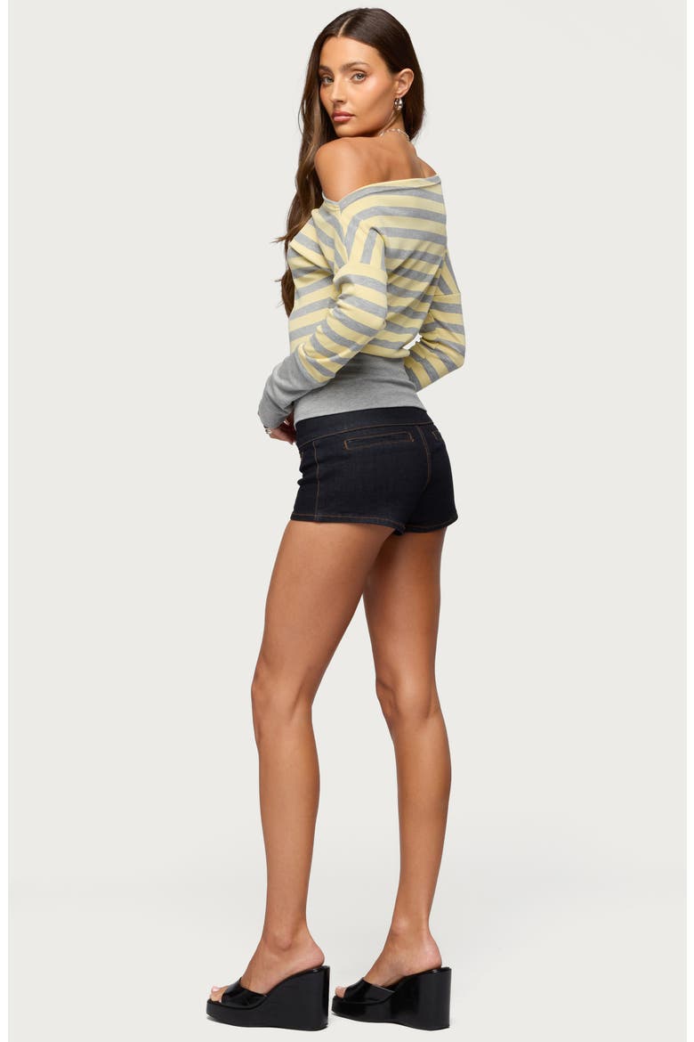Marniee Stripe One-Shoulder Top, Alternate, color, GRAY-MELANGE-AND-YELLOW
