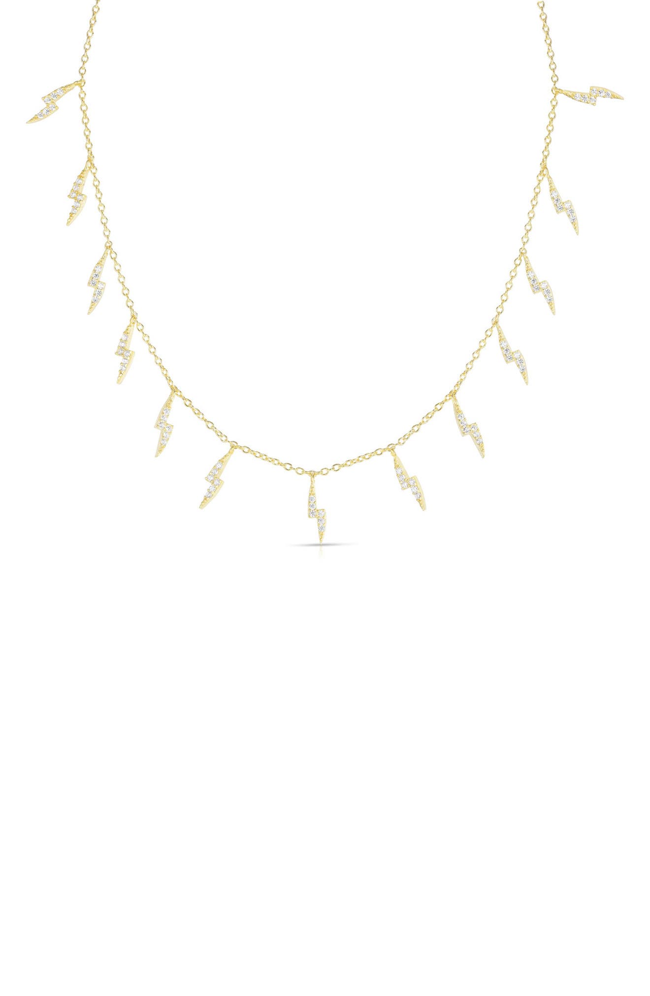 SPHERA MILANO 14K Gold Plated Sterling Silver & CZ Lightning Bolt Charm Necklace