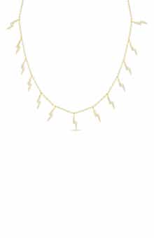SPHERA MILANO 14K Gold Plated Sterling Silver & CZ Lightning Bolt Charm Necklace