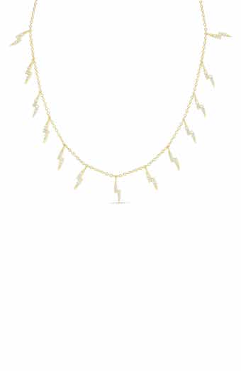 SPHERA MILANO 14K Gold Plated Sterling Silver & CZ Lightning Bolt Charm Necklace