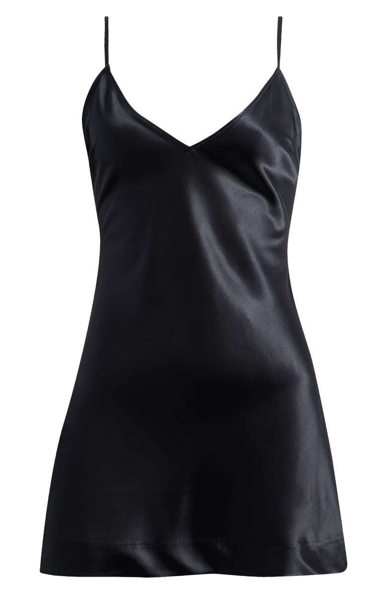 SKIMS Cami Satin Minidress, Alternate, color, Onyx