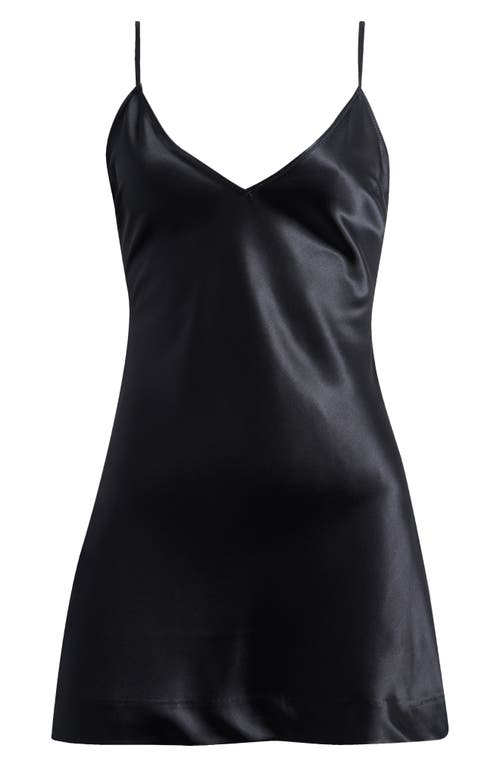 Skims Heavy Stretch Satin Cami Mini Dress In Black