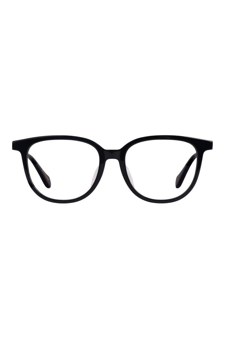 Waipuna 53mm Low Bridge Round Optical Glasses, Main, color, BLACK LAVA / CLEAR LENSES