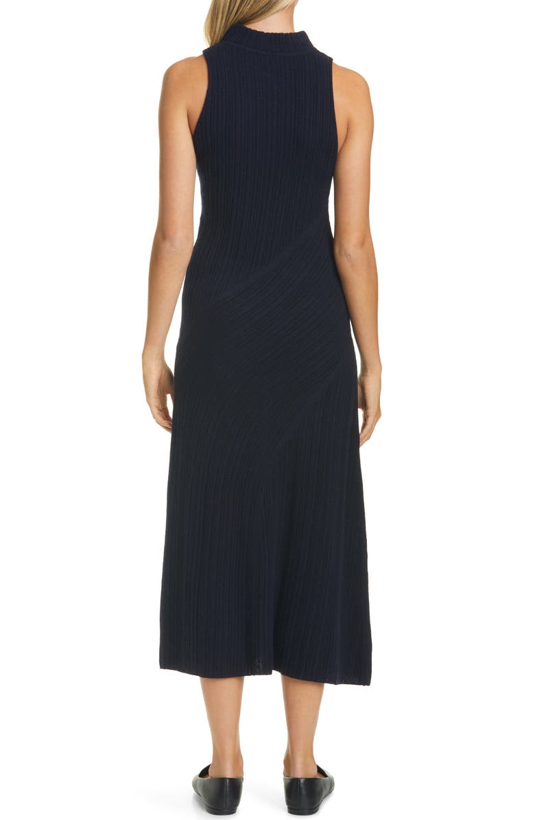 Vince Diagonal Rib Sleeveless Wool & Cashmere Dress, Alternate, color, 