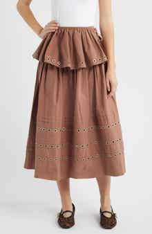 Anika Ruffle Grommet Organic Cotton Maxi Skirt