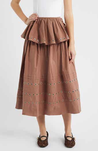 Anika Ruffle Grommet Organic Cotton Maxi Skirt