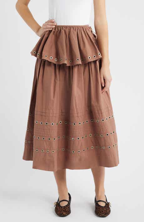 Damson Madder Anika Ruffle Grommet Organic Cotton Maxi Skirt