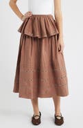 Damson Madder Anika Ruffle Grommet Organic Cotton Maxi Skirt