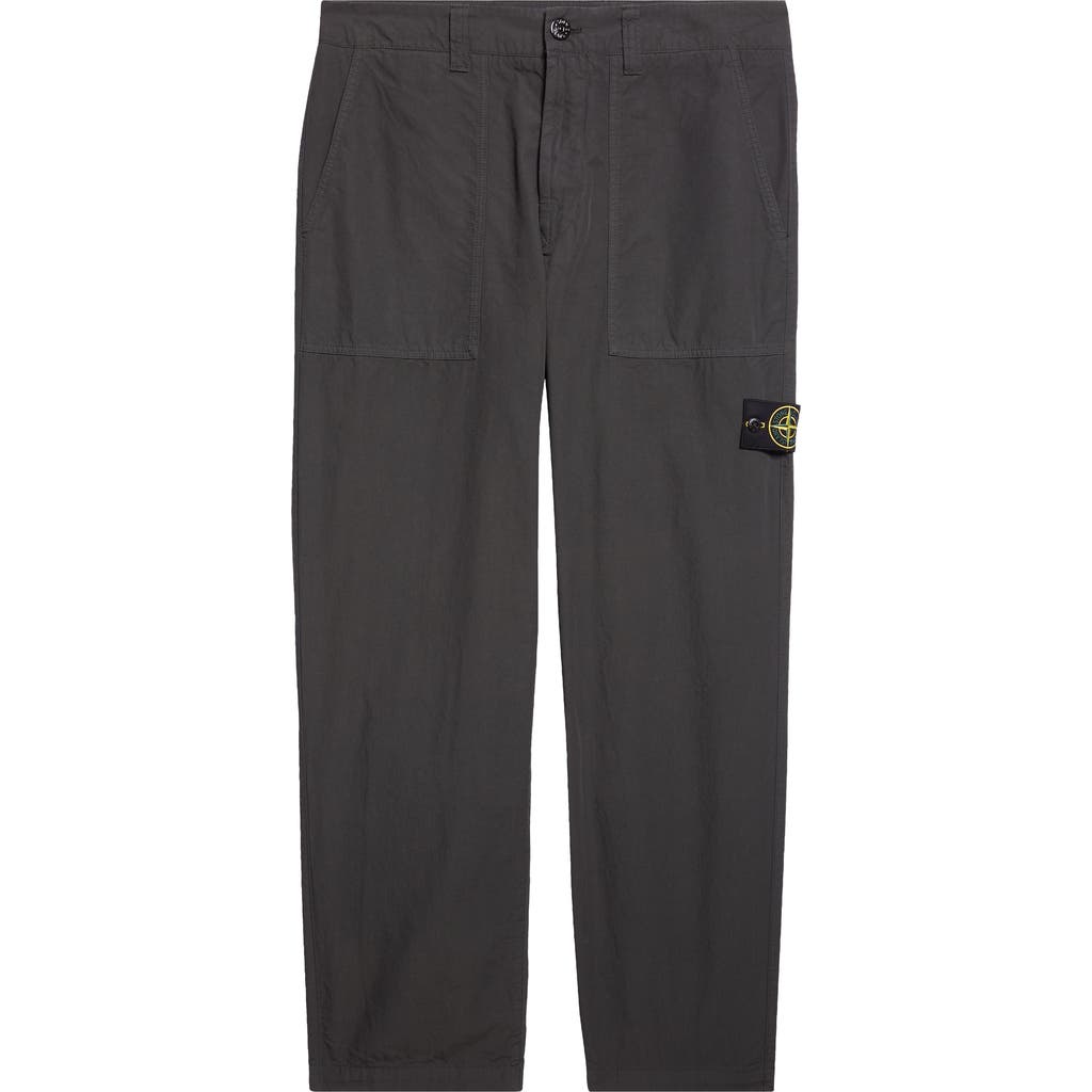 Stone Island Cotton Twill Trousers In Gray