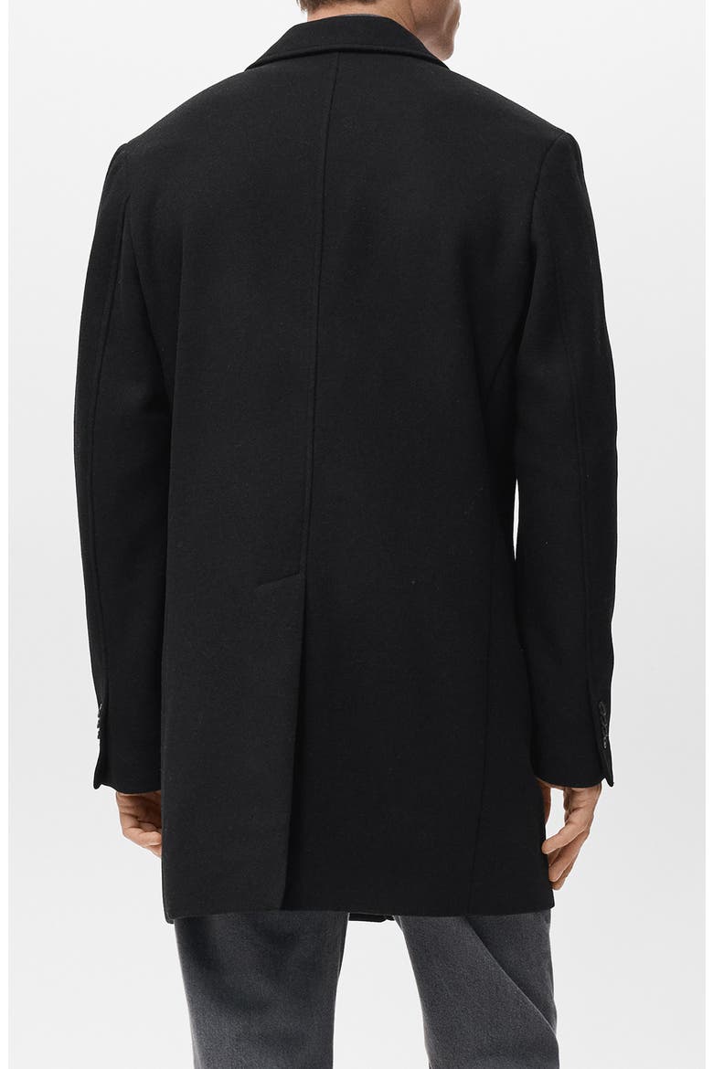 Wool Blend Single Breasted Coat, Alternate, color, BLACK