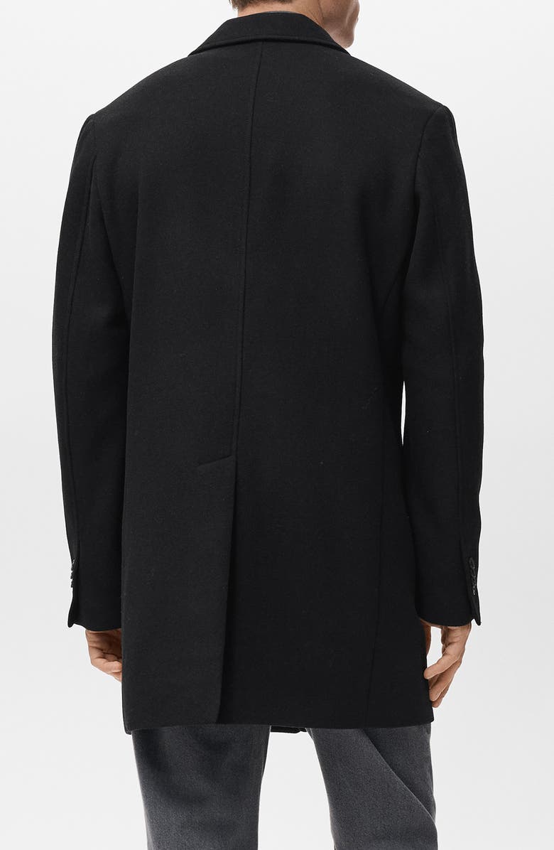 MANGO Wool Blend Single Breasted Coat, Alternate, color, Black