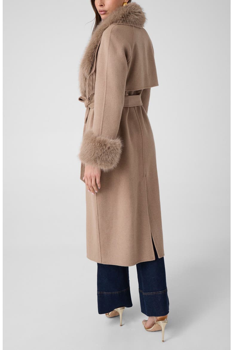 New Liliana Faux Fur Trim Wool Blend Belted Coat, Alternate, color, F1AX-LIGHT