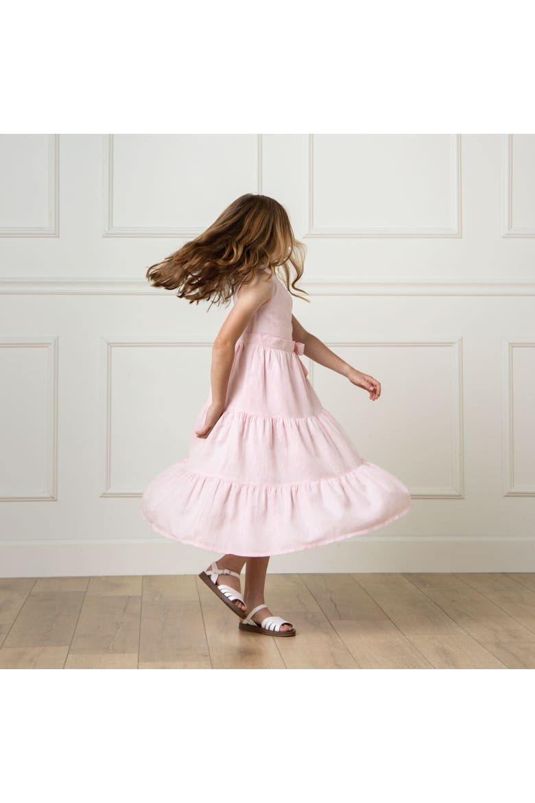 Girls' Tiered Wrap Dress, Toddler, Alternate, color, Pale Pink Linen