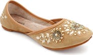 FUCHSIA Whistledown Embroidered Jutti Flat