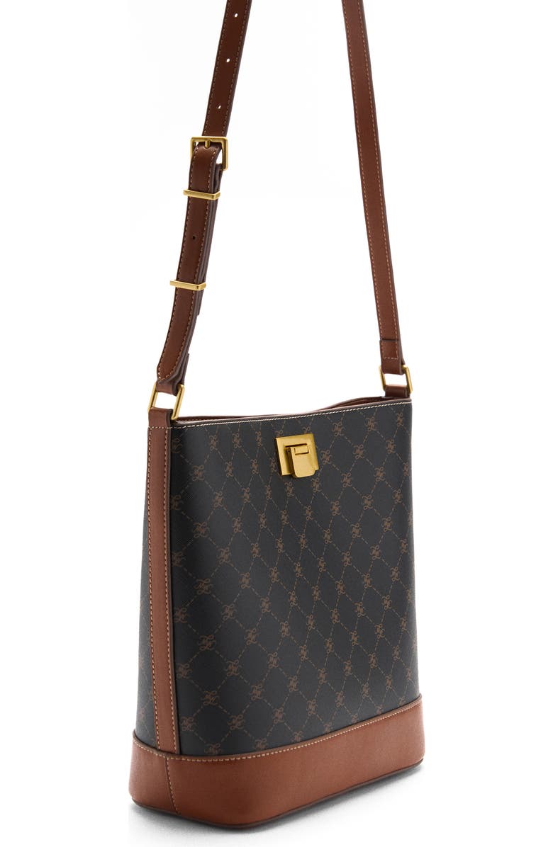 MANGO Faux Leather Shopper Bag, Alternate, color, Brown