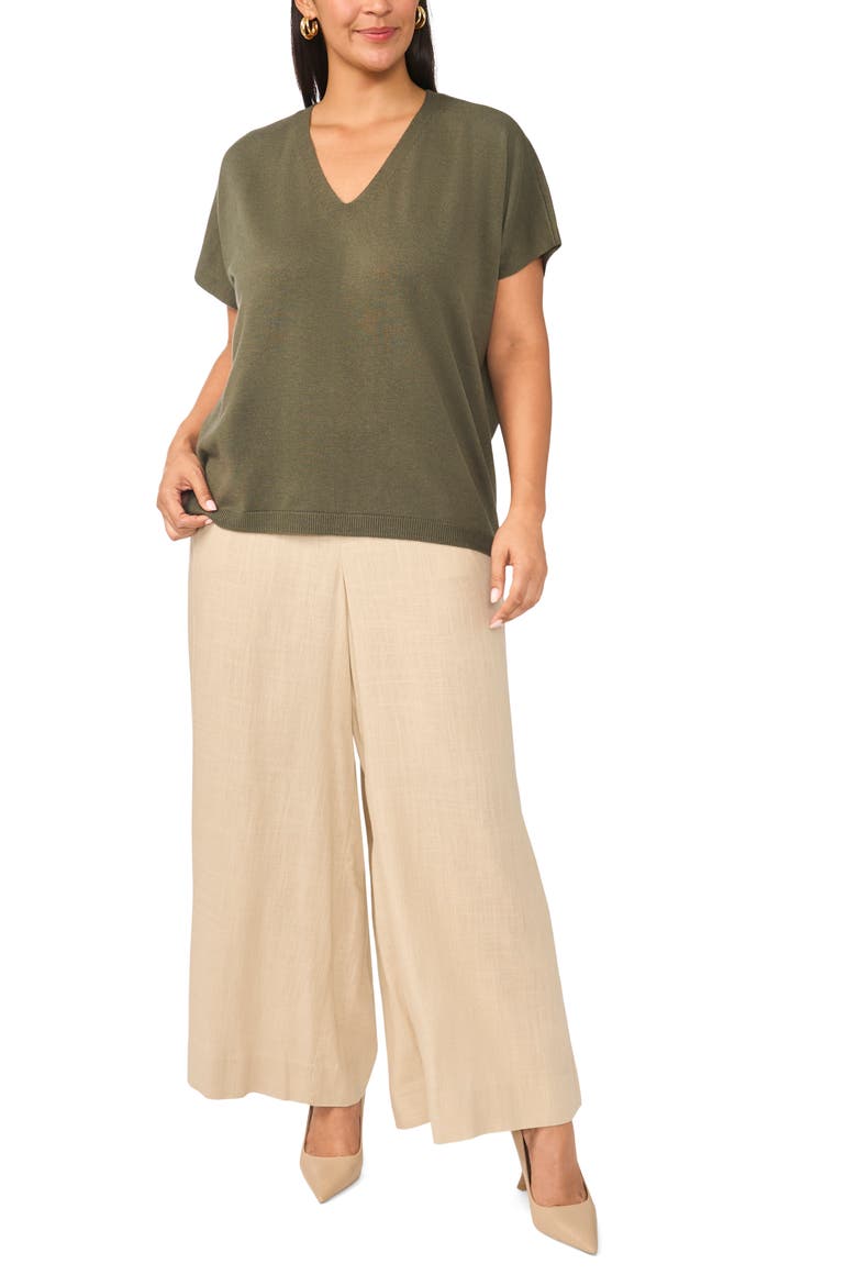 V-Neck Sweater, Alternate, color, MOSS MELODY
