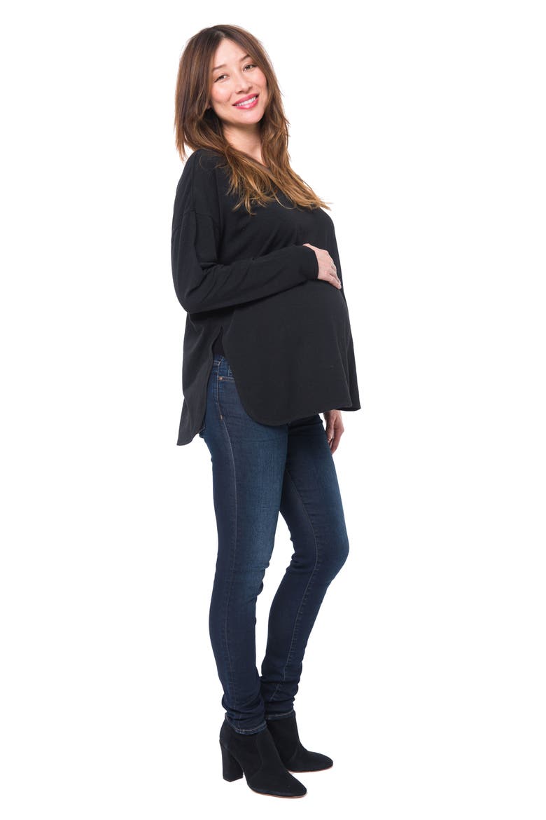 Soho Over the Belly Skinny Maternity Jeans, Alternate, color, DARK BLUE WASH