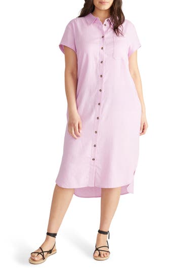 Universal Standard Dune Linen Blend Midi Shirtdress In Pink