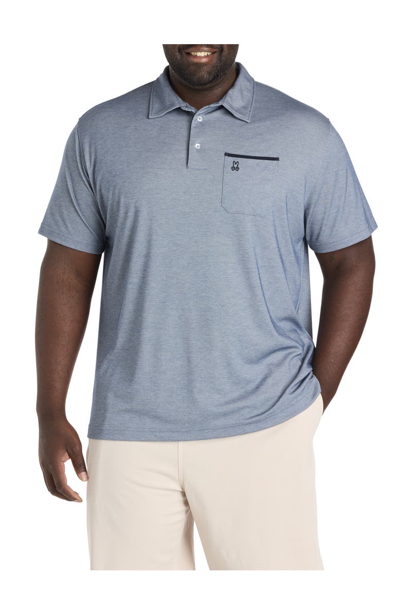 Psycho Bunny Big & Tall Hadley Piqué Performance Polo Shirt, Main, color, Blue