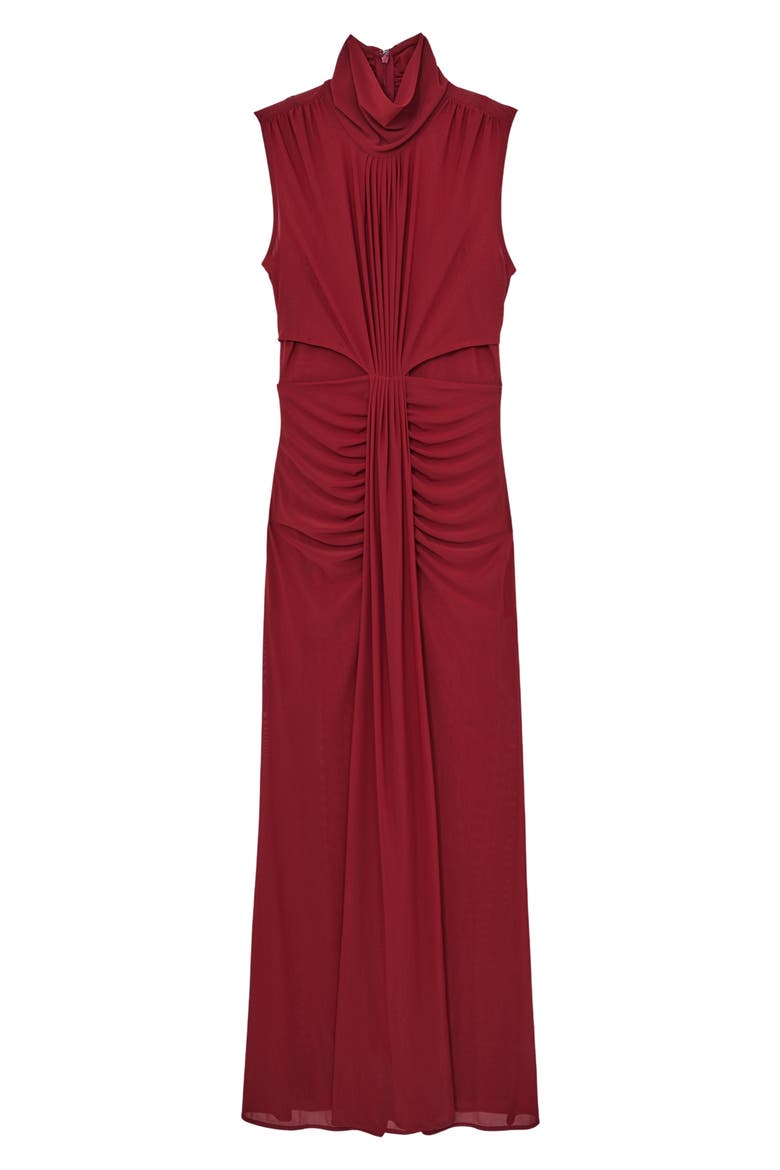 Daniella Drape & Ruched Detail Sleeveless Gown, Alternate, color, DARK RED