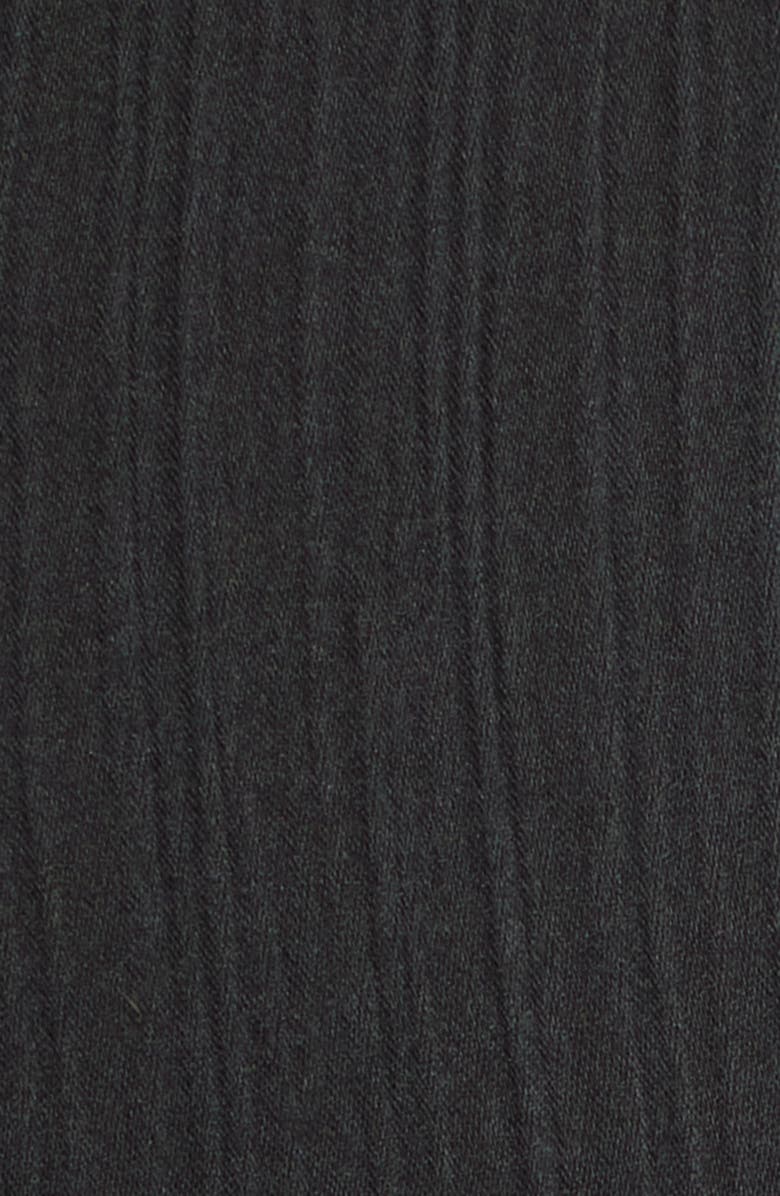 Open Edit Black Satin Button-Up Shirt, Alternate, color, Black Caviar