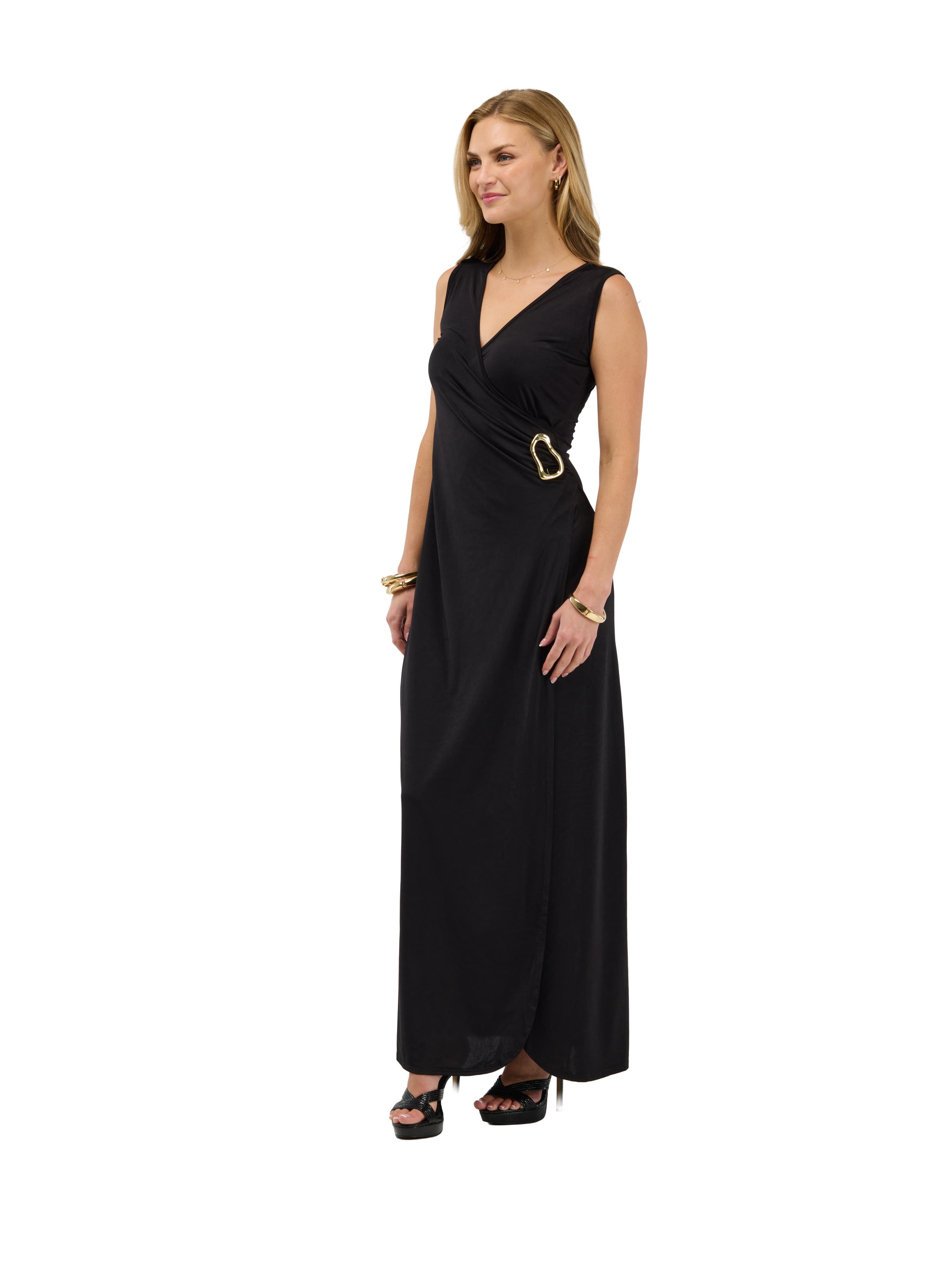 24seven Comfort Apparel Elevate Womens Sleeveless V Neck Wrap Maxi ...