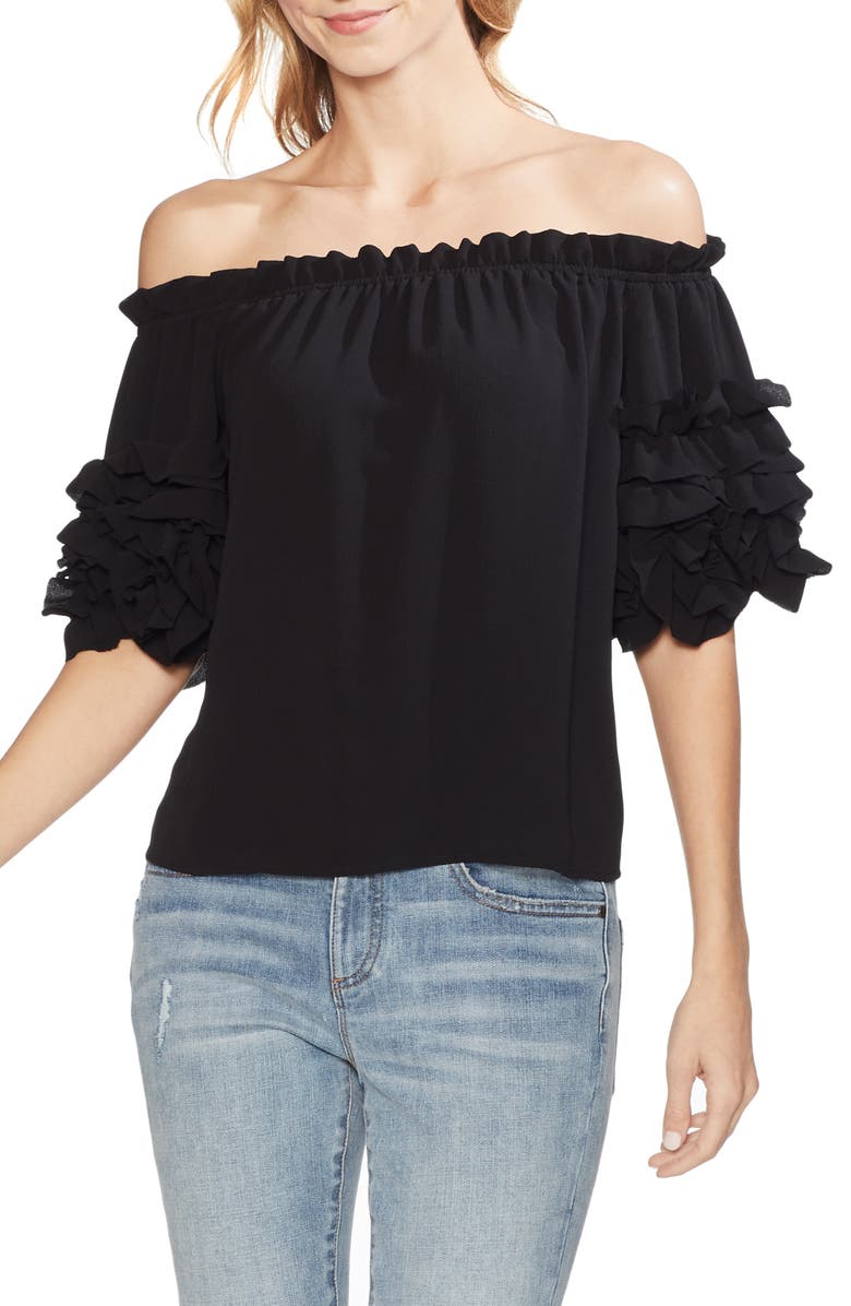 Vince Camuto Off the Shoulder Ruffle Sleeve Blouse, Main, color, 