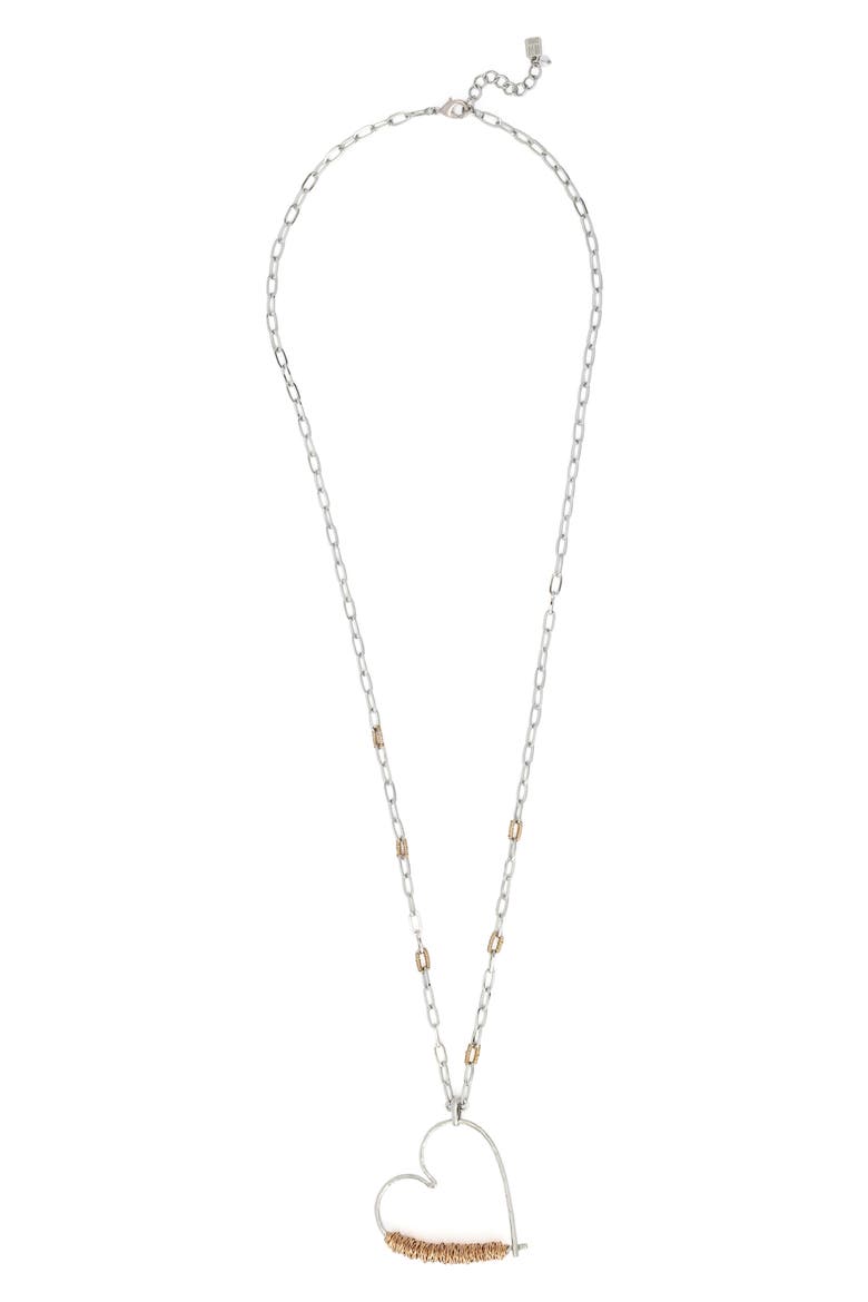 Wire Wrap Heart Pendant Necklace, Main, color, TWO TONE