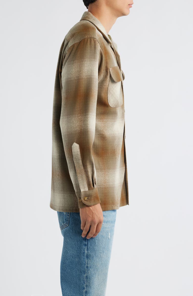 Pendleton Board Plaid Wool Flannel Button-Up Shirt, Alternate, color, Tan Mix/ Olive Ombre