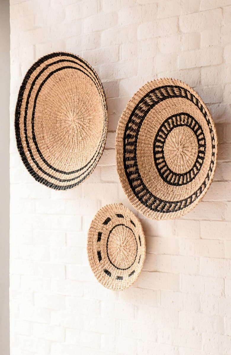 LIKHA Natural
Black Round Wall Basket, Alternate, color, Natural + Black