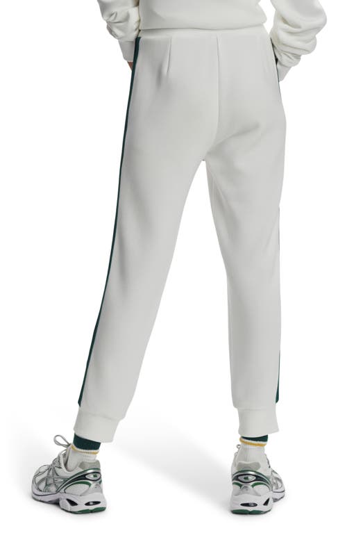 Shop Varley The Slim Stripe Doublesoft® Joggers In White/navy/forest
